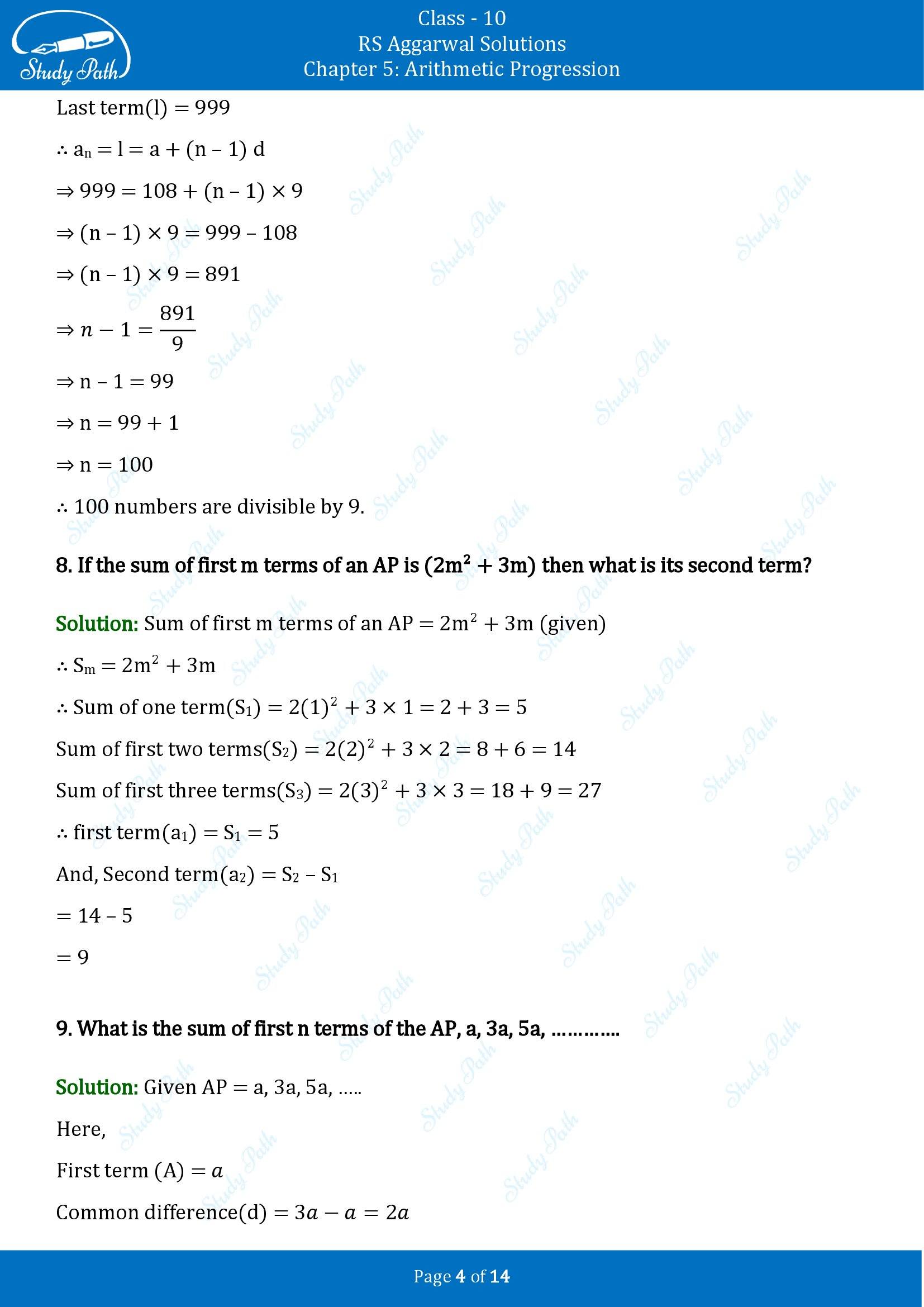 RS Aggarwal Solutions for Class 10 Chapter 5 Arithmetic Progression Exercise 5D 00004