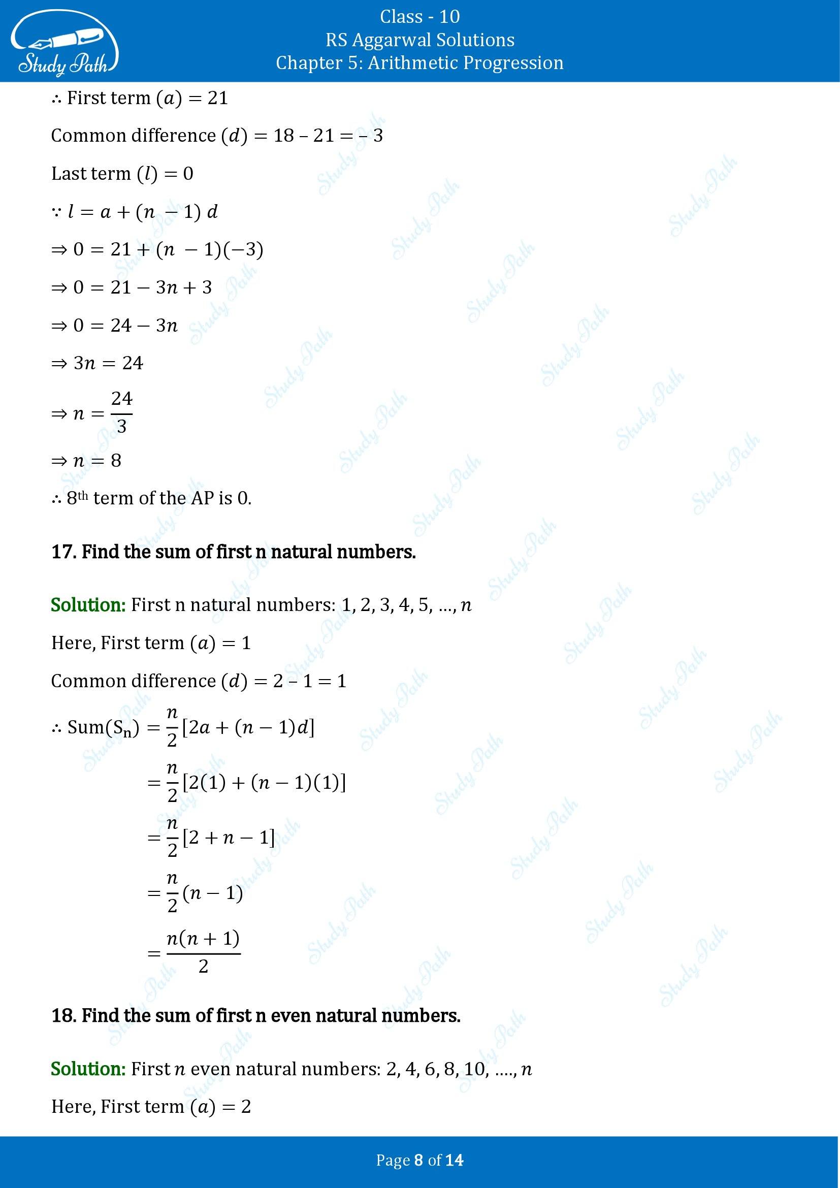RS Aggarwal Solutions for Class 10 Chapter 5 Arithmetic Progression Exercise 5D 00008