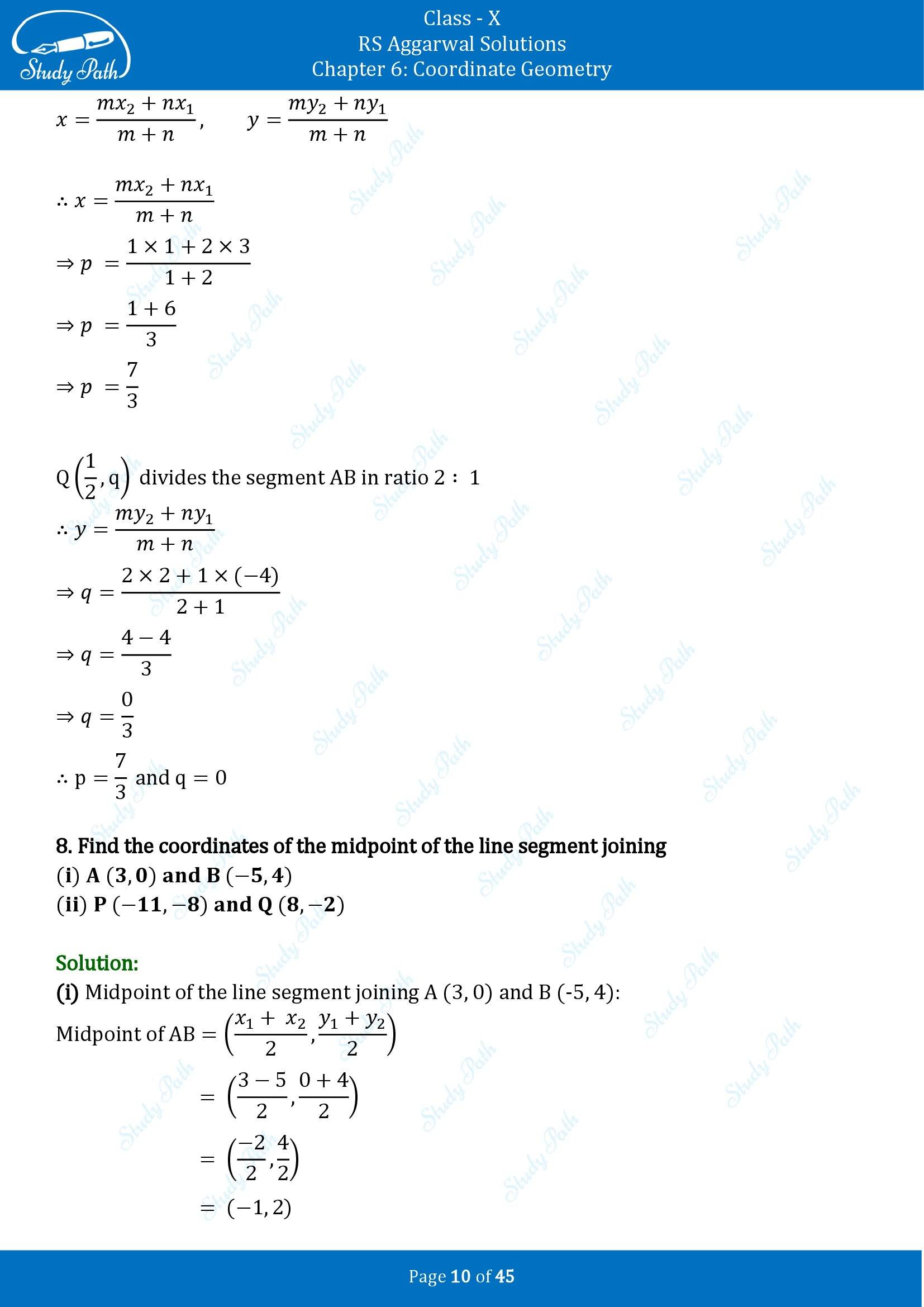 RS Aggarwal Solutions for Class 10 Chapter 6 Coordinate Geometry Exercise 6B 00010