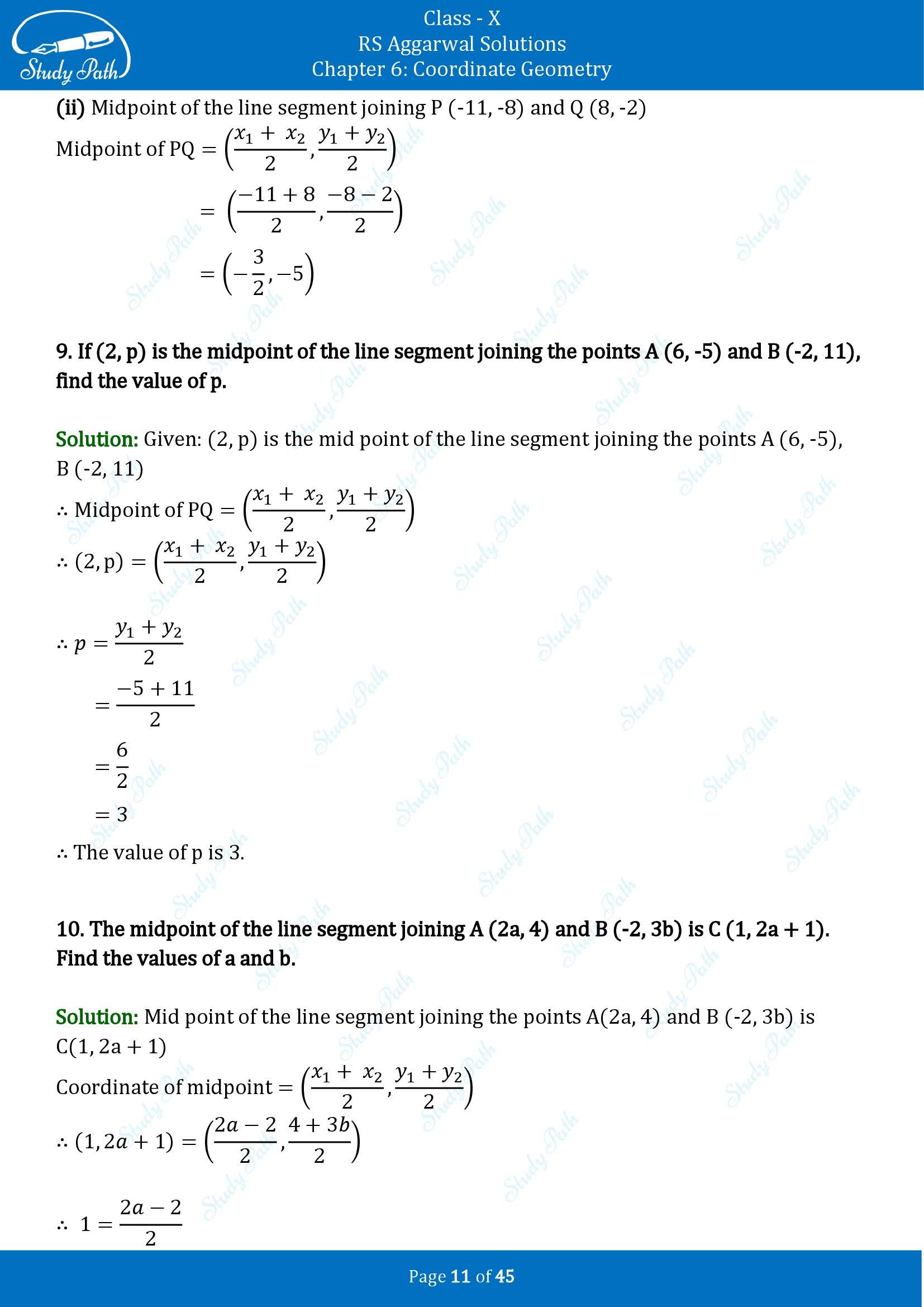 RS Aggarwal Solutions for Class 10 Chapter 6 Coordinate Geometry Exercise 6B 00011