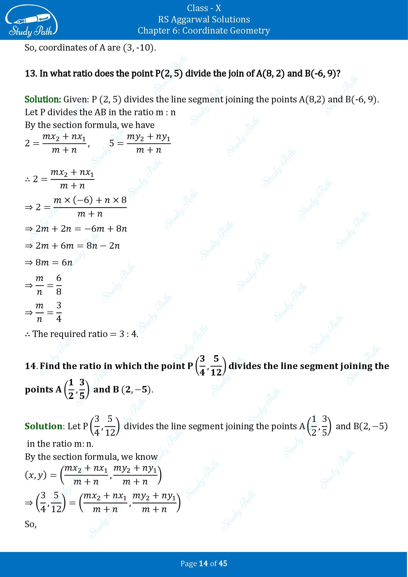 RS Aggarwal Solutions for Class 10 Chapter 6 Coordinate Geometry Exercise 6B 00014