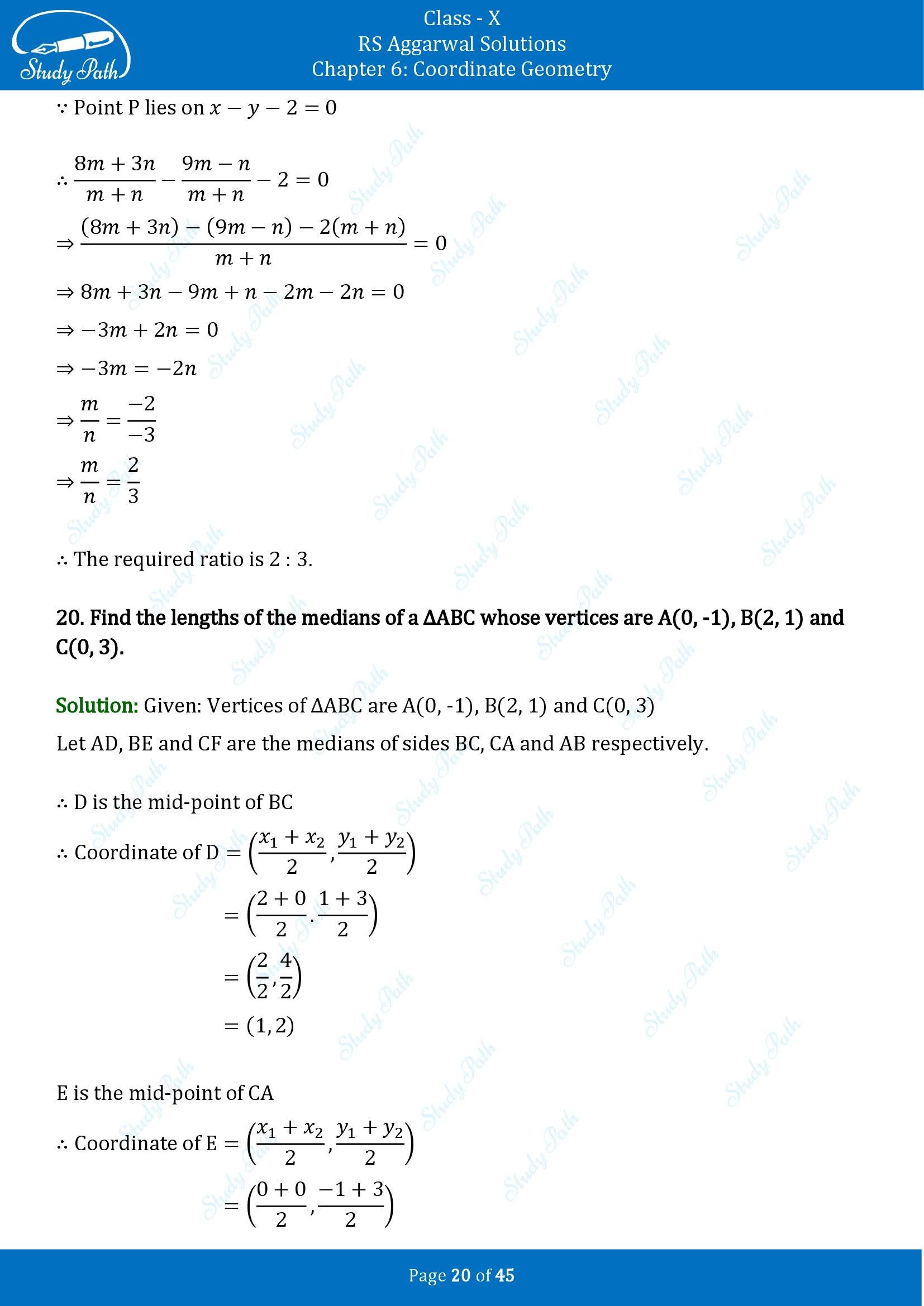RS Aggarwal Solutions for Class 10 Chapter 6 Coordinate Geometry Exercise 6B 00020