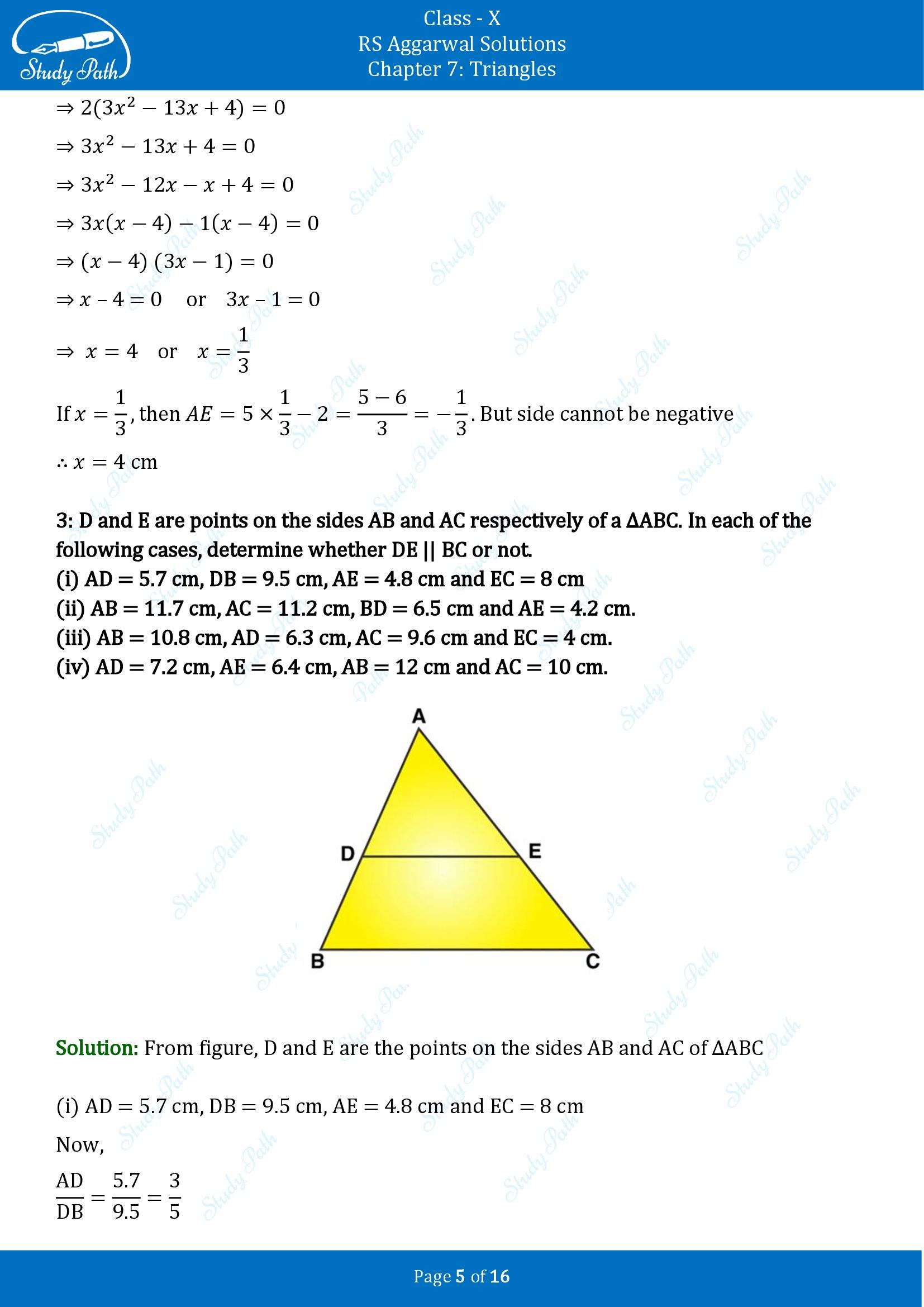 RS Aggarwal Solutions for Class 10 Chapter 7 Triangles Exercise 7A 00005