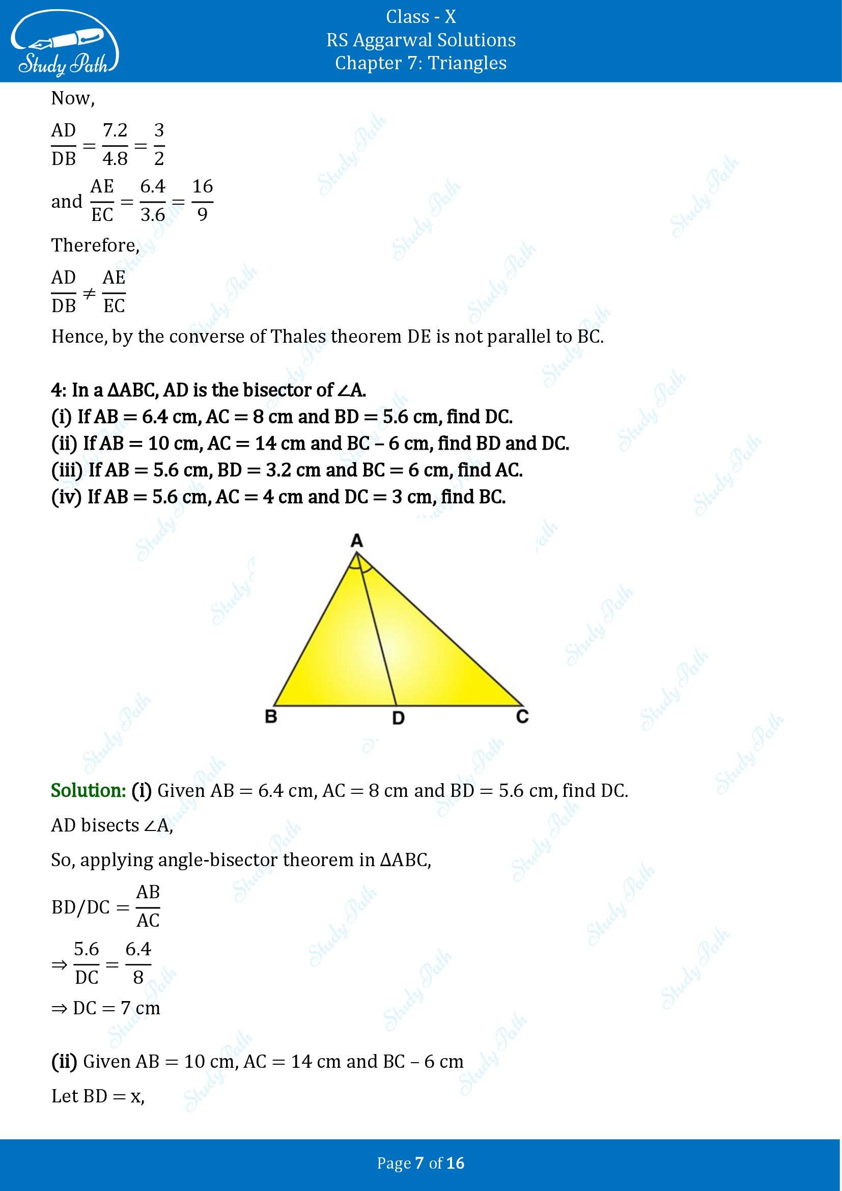RS Aggarwal Solutions for Class 10 Chapter 7 Triangles Exercise 7A 00007