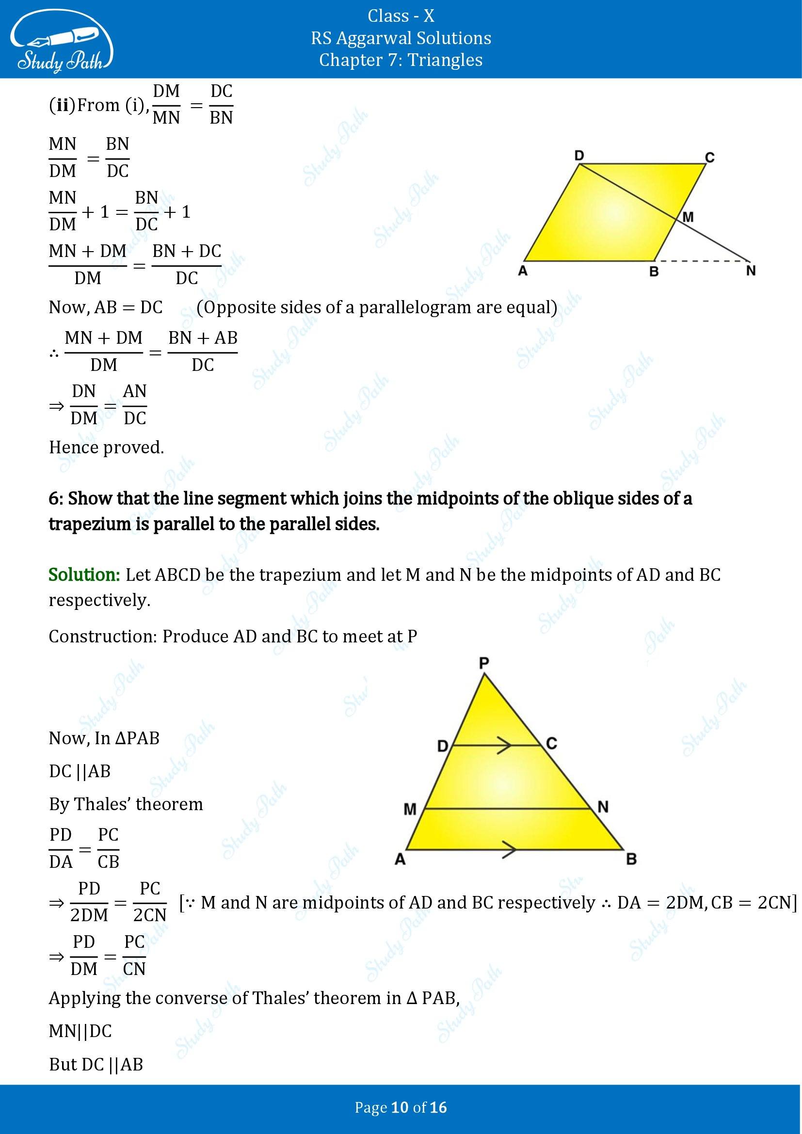 RS Aggarwal Solutions for Class 10 Chapter 7 Triangles Exercise 7A 00010