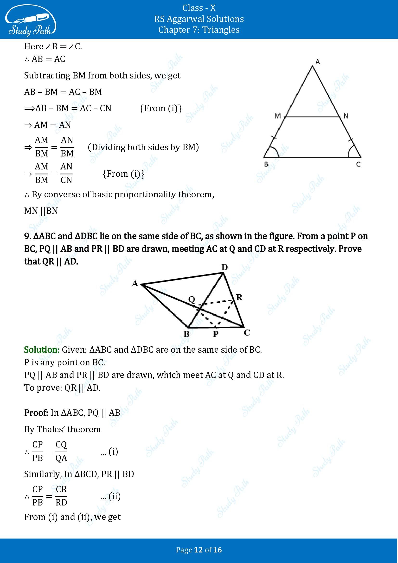 RS Aggarwal Solutions for Class 10 Chapter 7 Triangles Exercise 7A 00012
