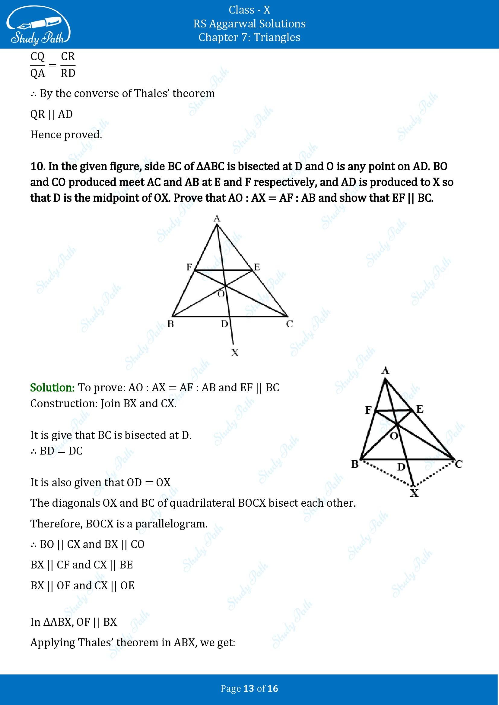 RS Aggarwal Solutions for Class 10 Chapter 7 Triangles Exercise 7A 00013