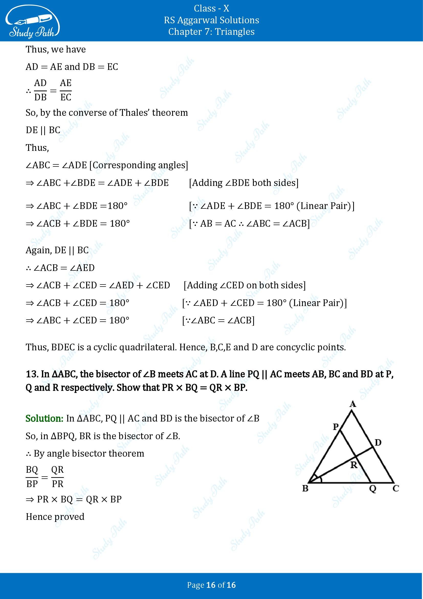 RS Aggarwal Solutions for Class 10 Chapter 7 Triangles Exercise 7A 00016