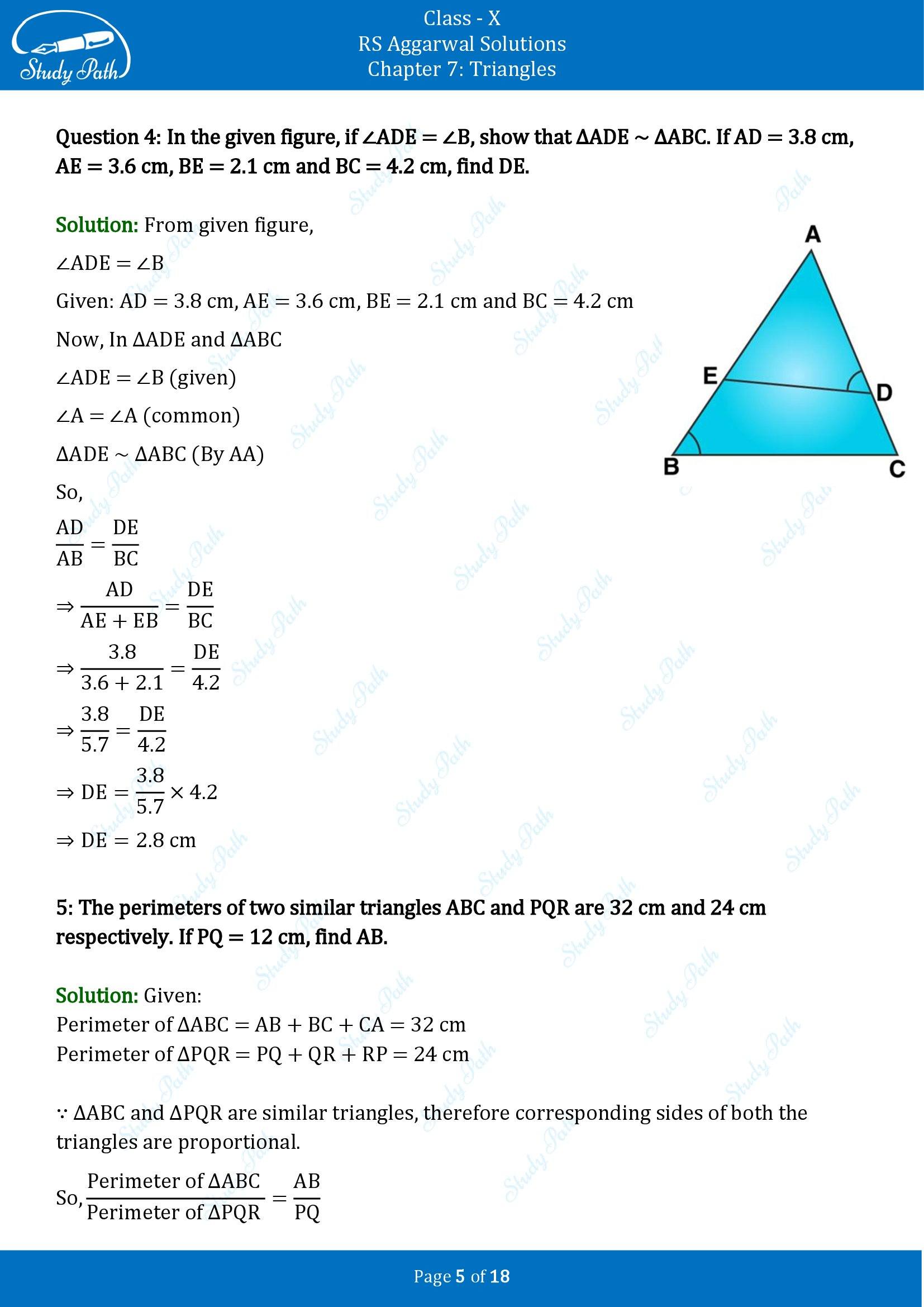 RS Aggarwal Solutions for Class 10 Chapter 7 Triangles Exercise 7B 00005