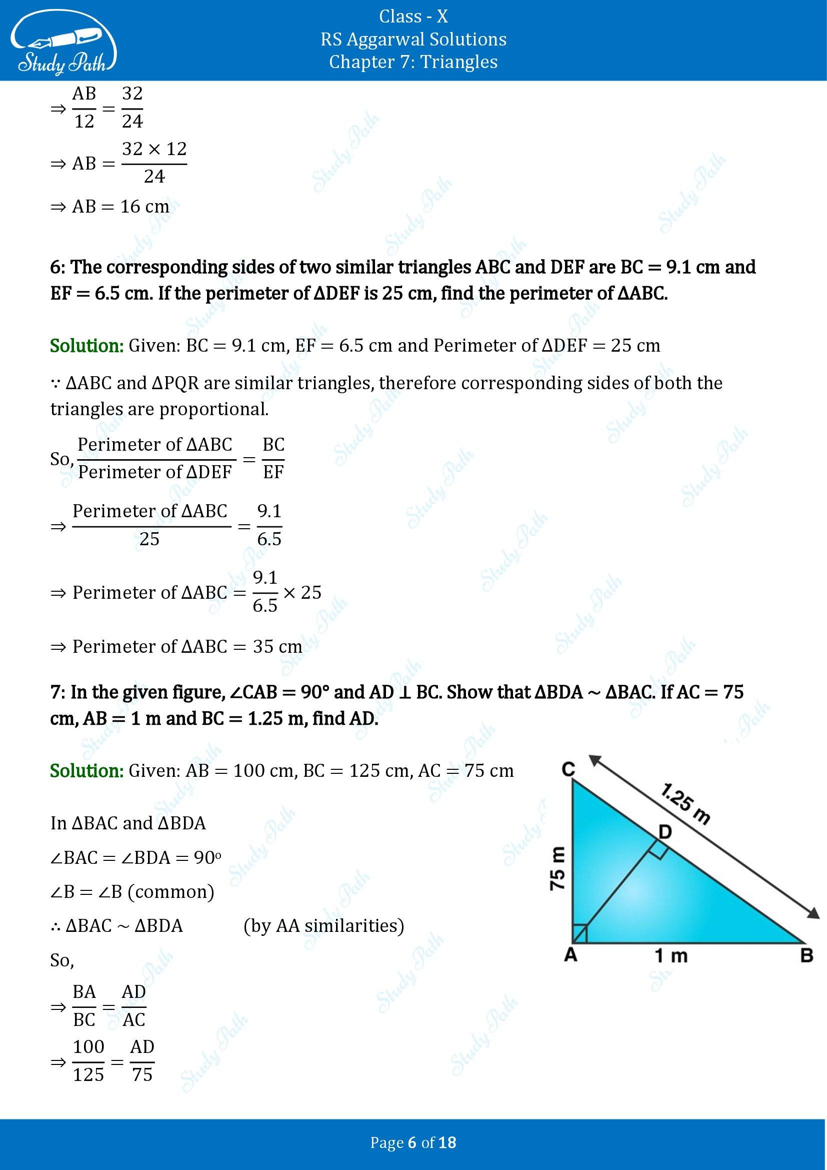RS Aggarwal Solutions for Class 10 Chapter 7 Triangles Exercise 7B 00006