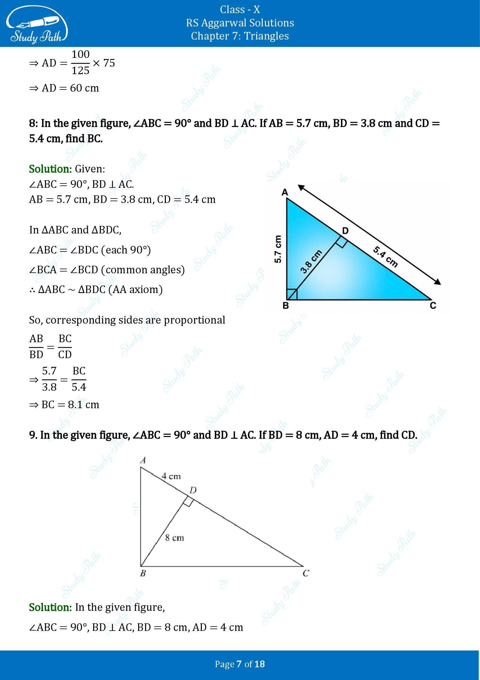 RS Aggarwal Solutions for Class 10 Chapter 7 Triangles Exercise 7B 00007