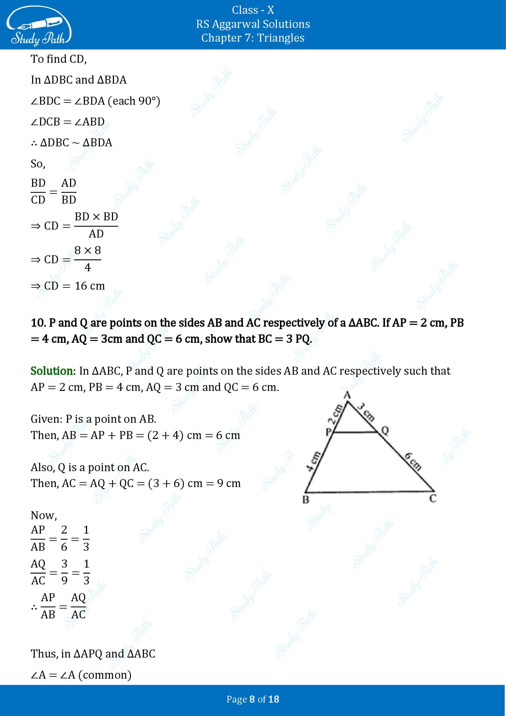 RS Aggarwal Solutions for Class 10 Chapter 7 Triangles Exercise 7B 00008