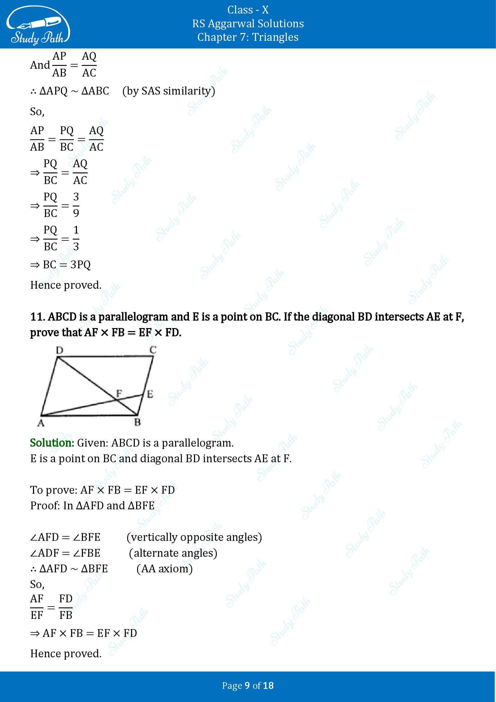 RS Aggarwal Solutions for Class 10 Chapter 7 Triangles Exercise 7B 00009