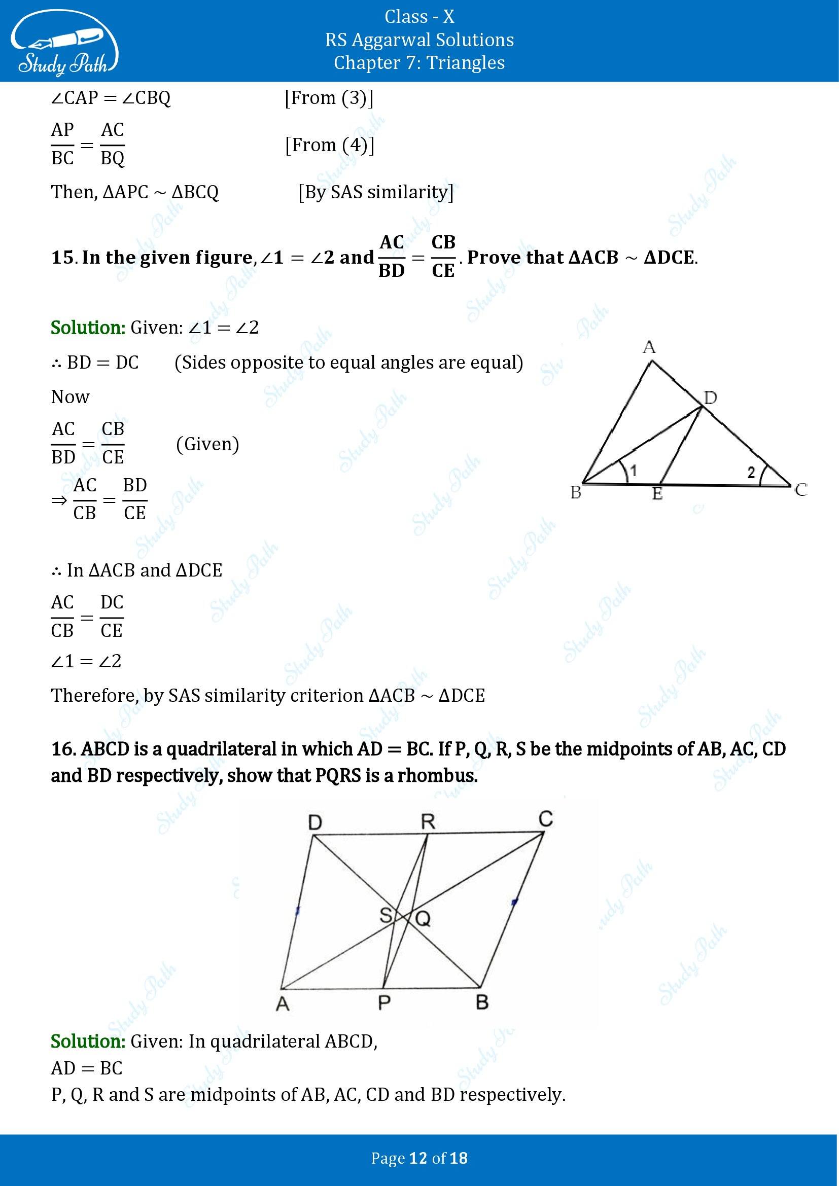 RS Aggarwal Solutions for Class 10 Chapter 7 Triangles Exercise 7B 00012