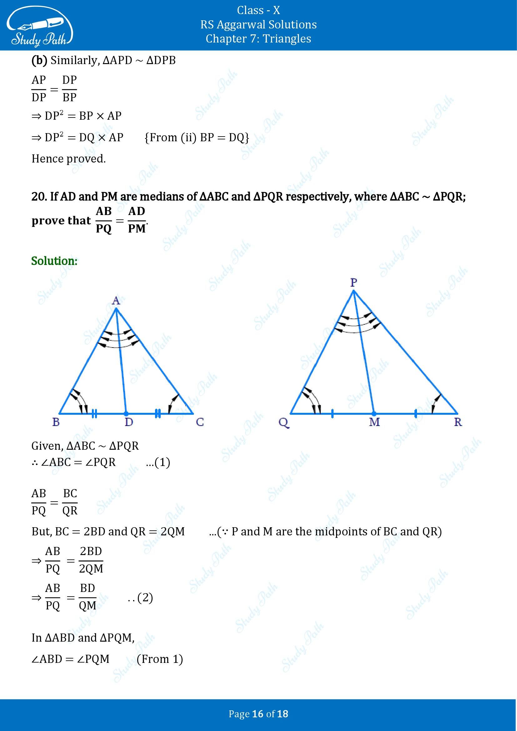 RS Aggarwal Solutions for Class 10 Chapter 7 Triangles Exercise 7B 00016