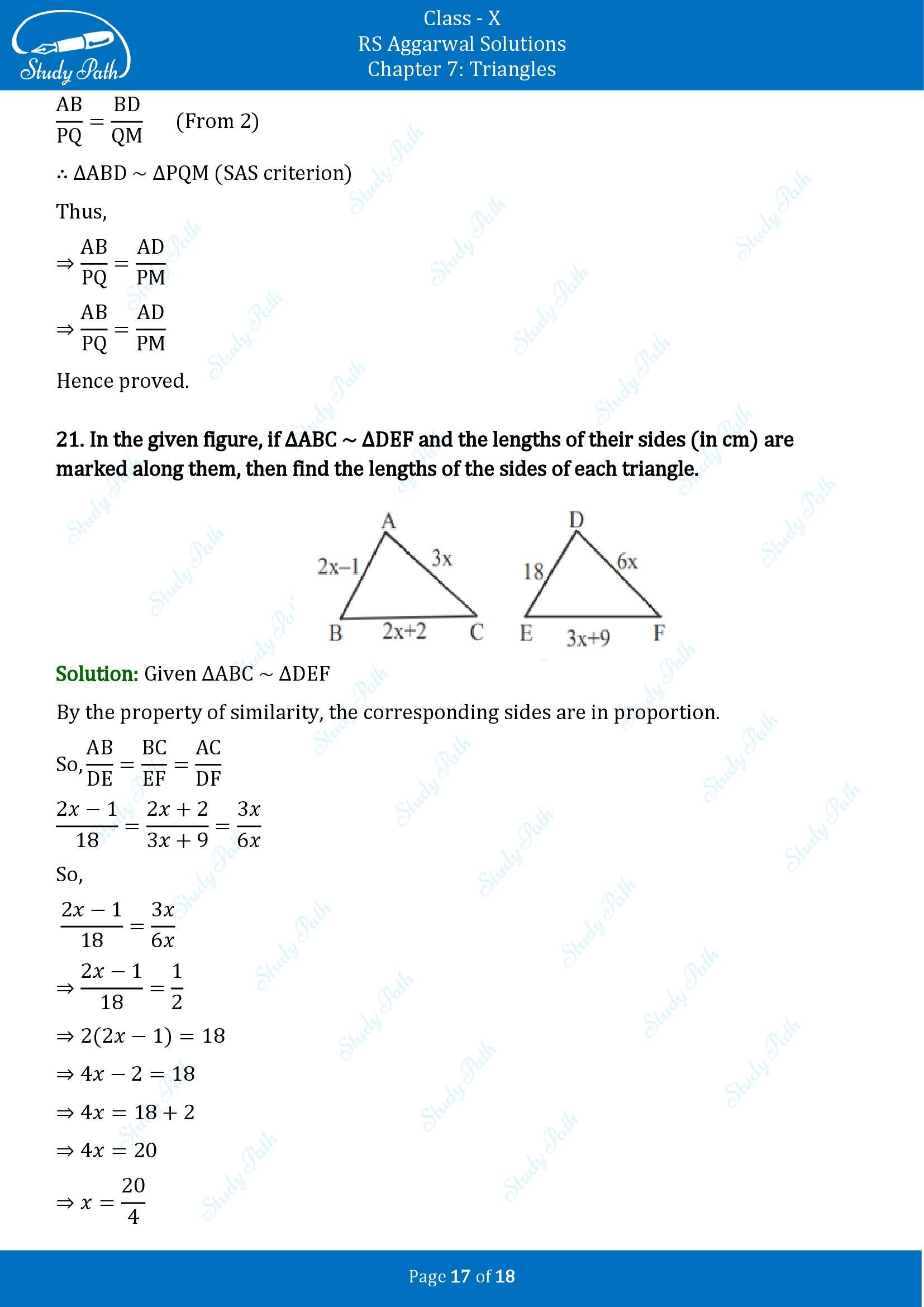 RS Aggarwal Solutions for Class 10 Chapter 7 Triangles Exercise 7B 00017