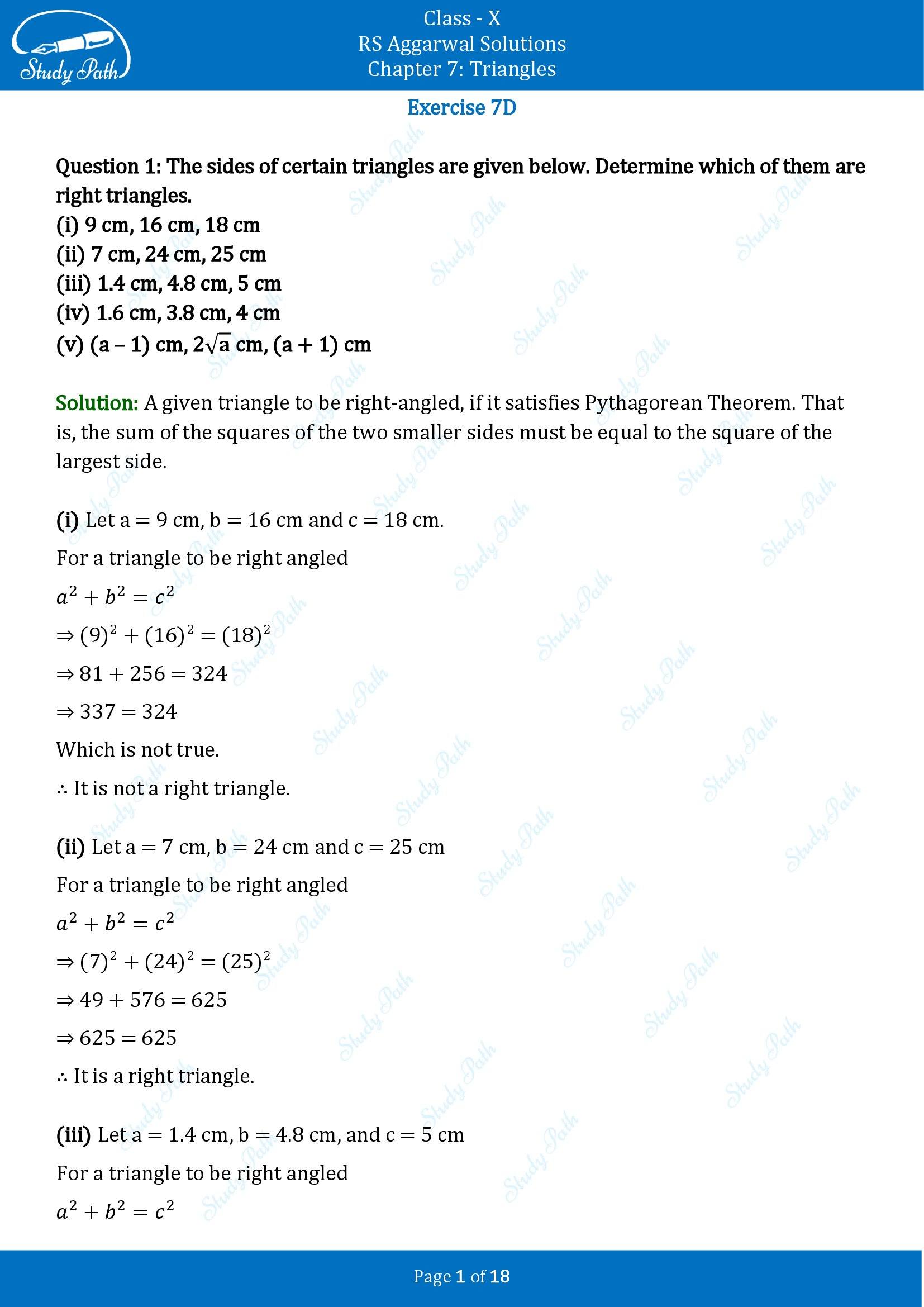 RS Aggarwal Solutions for Class 10 Chapter 7 Triangles Exercise 7D 00001