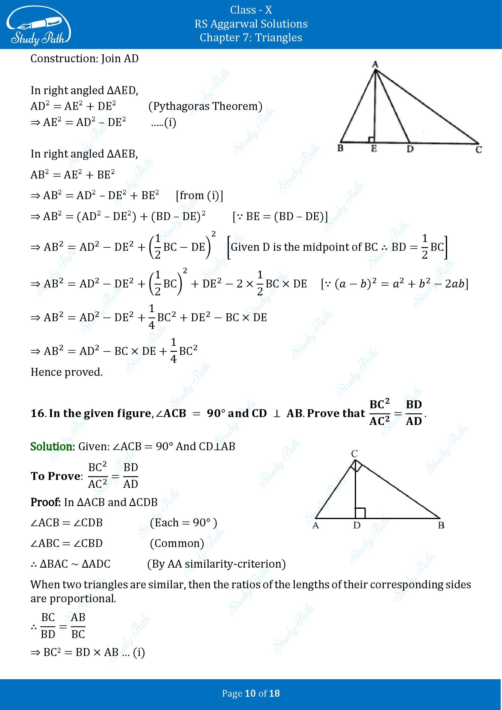 RS Aggarwal Solutions for Class 10 Chapter 7 Triangles Exercise 7D 00010