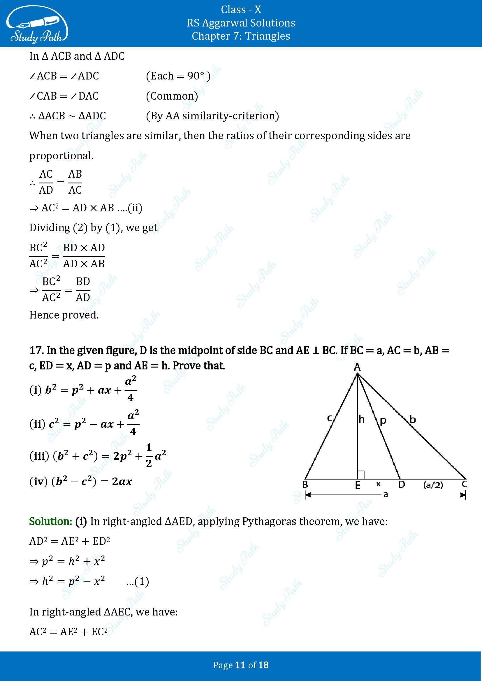 RS Aggarwal Solutions for Class 10 Chapter 7 Triangles Exercise 7D 00011