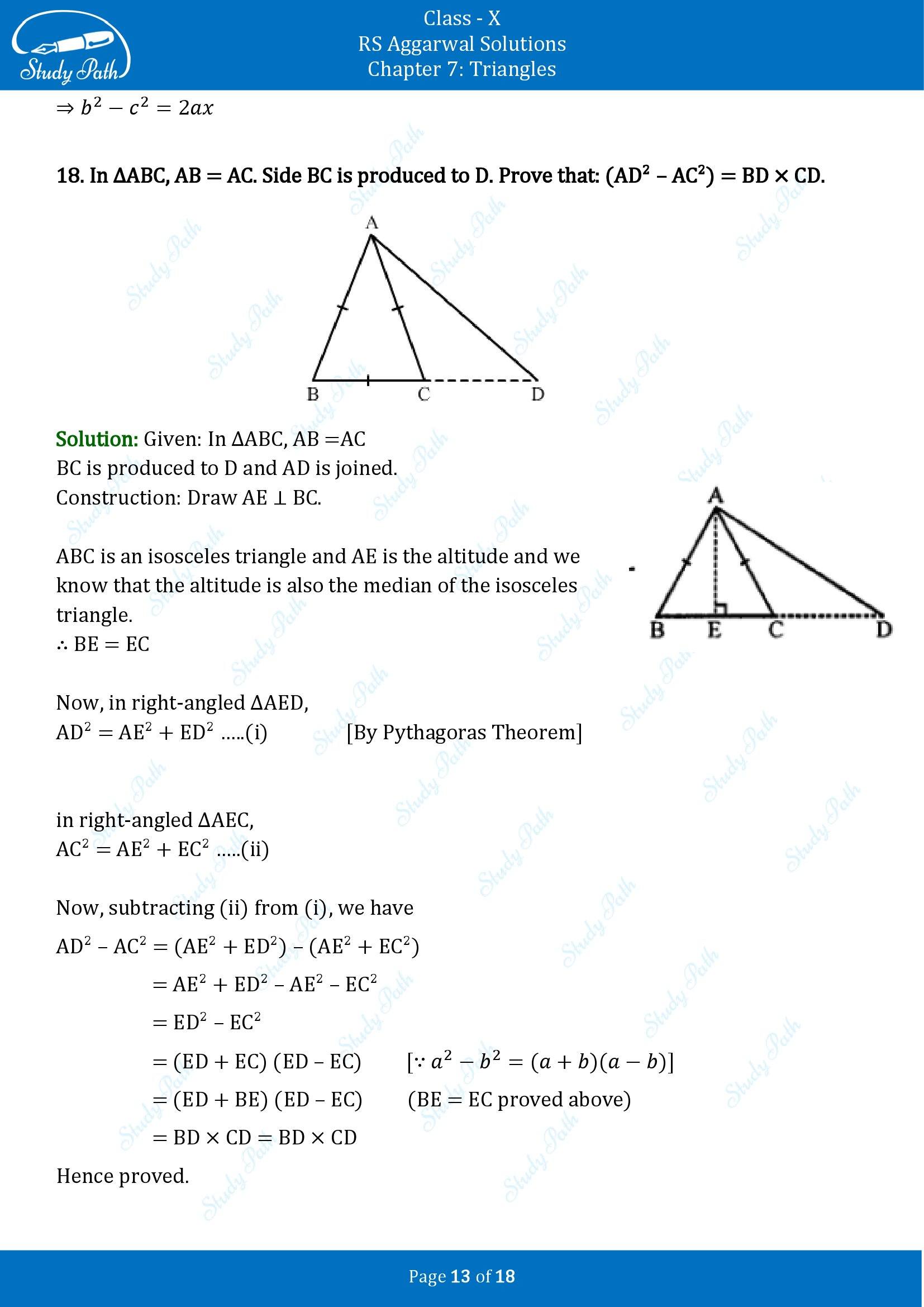 RS Aggarwal Solutions for Class 10 Chapter 7 Triangles Exercise 7D 00013