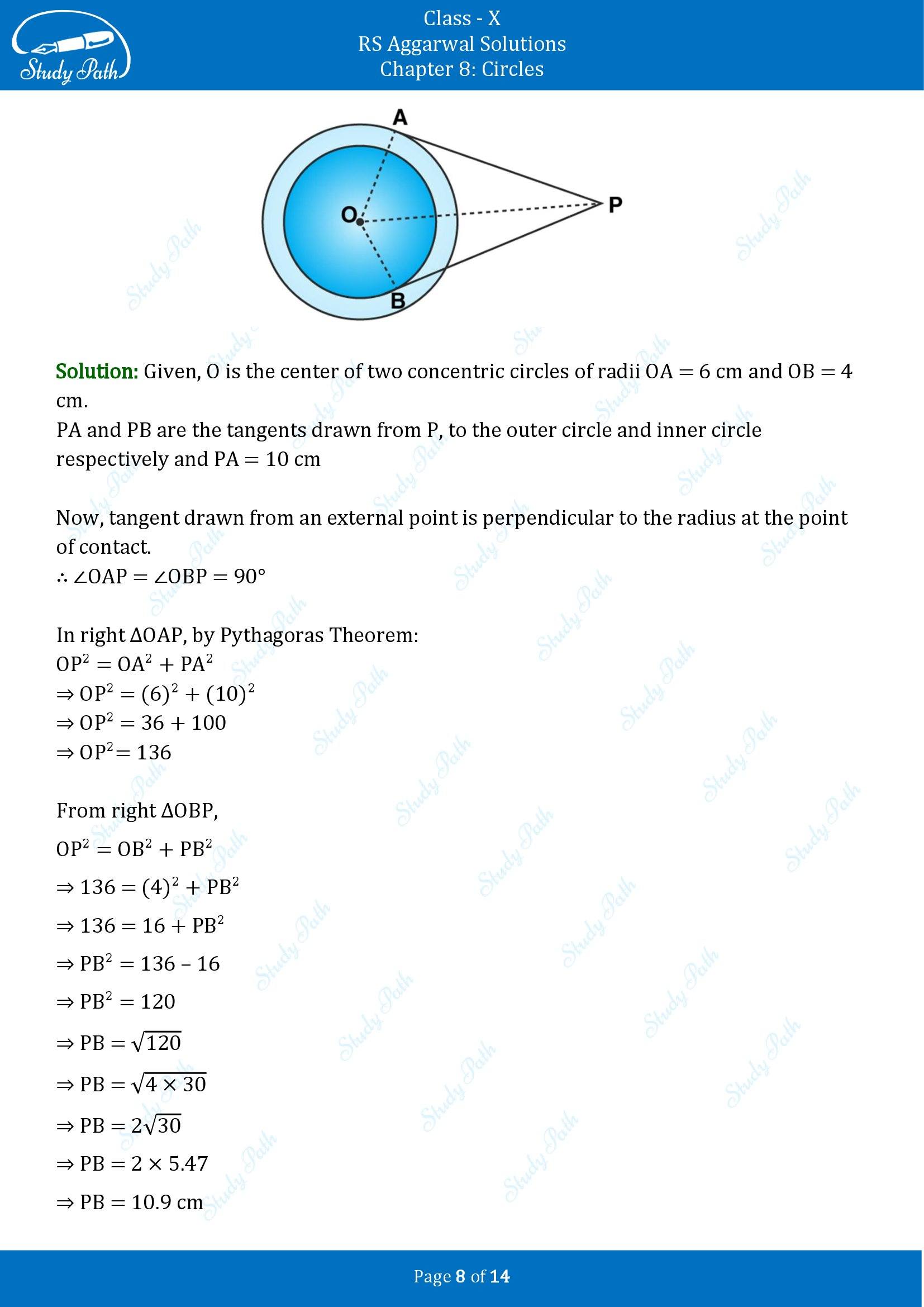 RS Aggarwal Solutions for Class 10 Chapter 8 Circles Exercise 8A 00008