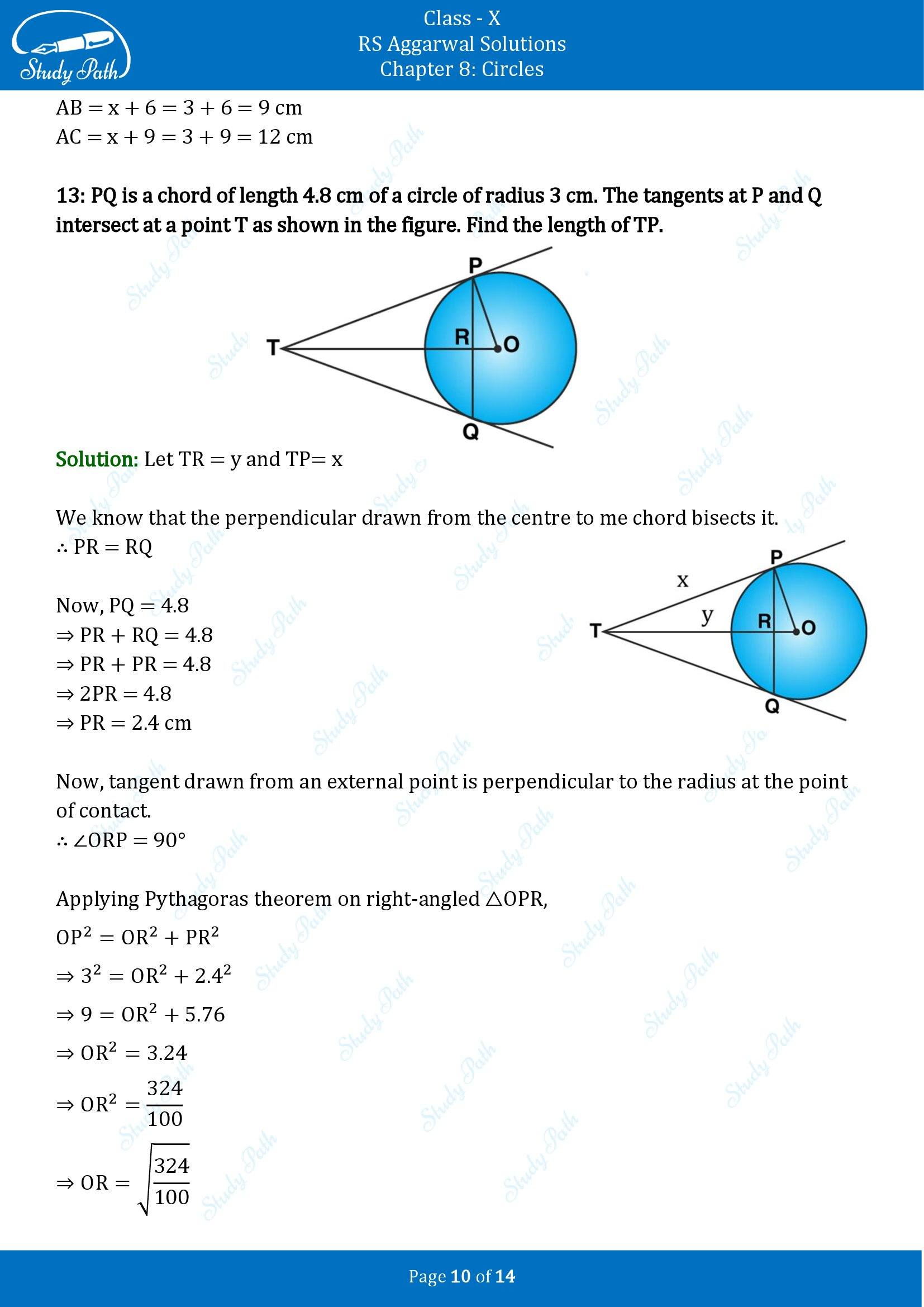 RS Aggarwal Solutions for Class 10 Chapter 8 Circles Exercise 8A 00010