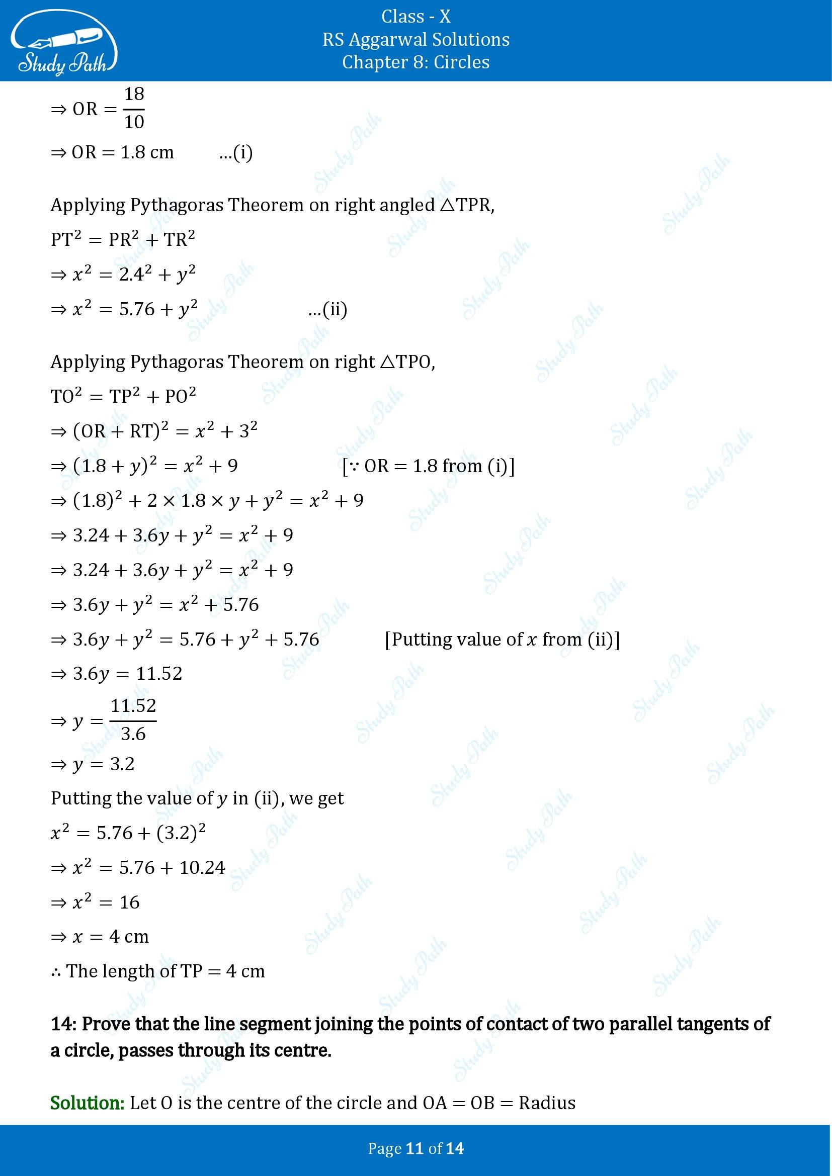 RS Aggarwal Solutions for Class 10 Chapter 8 Circles Exercise 8A 00011